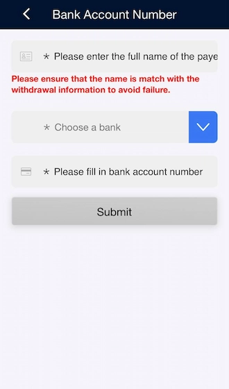 Step 2: You provide the following information accurately: Full name of the payer, select the bank you want to add, and fill in your bank account number.